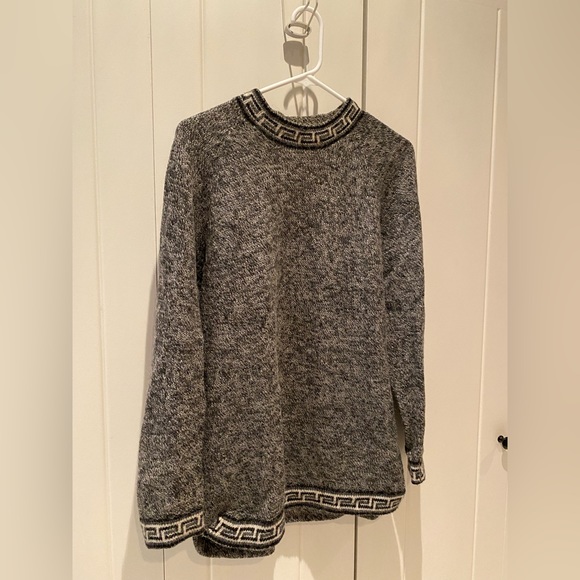 Sweaters - Vintage Greek key-patterned wool sweater